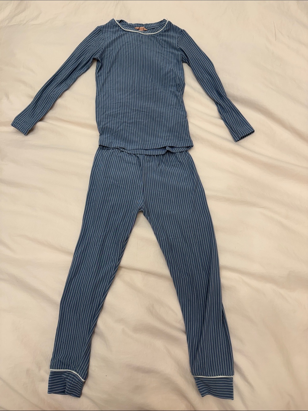 Eberjey Blue Striped Kids Pajama Set - Long Sleeve Top & Pants